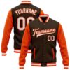 Custom Brown White Pink Bomber Varsity Baseball Jacket, Custom Team Jacket