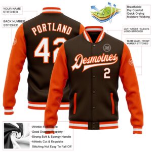 Custom Brown White Orange Bomber Full Snap&hellip;