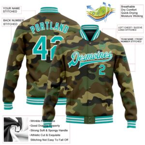 Custom Camo Aqua White Bomber Full Snap&hellip;