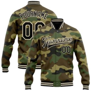 Custom Camo Black Cream Bomber Full Snap&hellip;