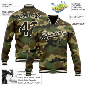 Custom Camo Black Cream Bomber Full Snap&hellip;