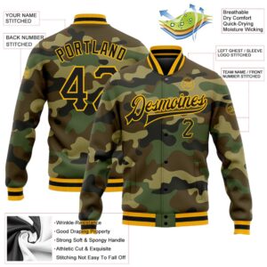 Custom Camo Black Gold Bomber Full Snap&hellip;