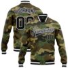 Custom Camo Black Gold Bomber Full Snap Varsity Letterman Salute To Service Jacket, Custom Team Jacket