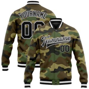Custom Camo Black Gray Bomber Full Snap&hellip;