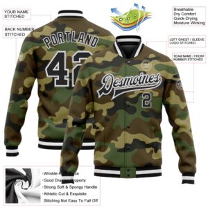 Custom Camo Black Gray Bomber Full Snap&hellip;