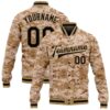 Custom Camo Black Kelly Green 3D Bomber Full Snap Varsity Letterman Salute To Service Jacket, Custom Team Jacket