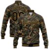 Custom Camo Black Old Gold Bomber Full Snap Varsity Letterman Salute To Service Jacket, Custom Team Jacket
