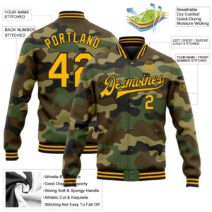 Custom Camo Gold Black Bomber Full Snap&hellip;