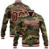 Custom Camo Light Blue Navy Bomber Full Snap Varsity Letterman Salute To Service Jacket, Custom Team Jacket