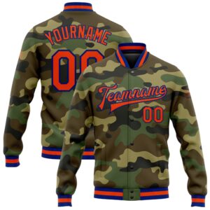 Custom Camo Orange Royal Bomber Full Snap&hellip;