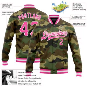 Custom Camo Pink White Bomber Full Snap&hellip;