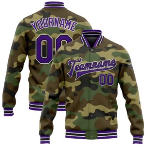 Custom Camo Purple Black Bomber Full Snap&hellip;