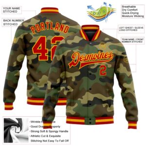 Custom Camo Red Gold Bomber Full Snap&hellip;