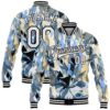 Custom Camo White Black 3D Bomber Full Snap Varsity Letterman Salute To Service Jacket, Custom Team Jacket
