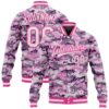 Custom Camo White Purple Gray Bomber Full Snap Varsity Letterman Salute To Service Jacket, Custom Team Jacket