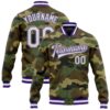 Custom Camo White Red Flamingo 3D Pattern Design Bomber Full Snap Varsity Letterman Salute To Service Jacket, Custom Team Jacket