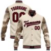 Custom City Cream Crimson Black Bomber Full Snap Baseball Jacket, Custom Team Jacket