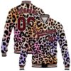 Custom City Cream Crimson Black Camo Sleeves 3D Pattern Design Bomber Full Snap Baseball Jacket, Custom Team Jacket
