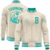 Custom Cream Black Bomber Full Snap Baseball Jacket, Custom Team Jacket