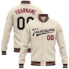 Custom Cream Black Gold Bomber Full Snap Baseball Jacket, Custom Team Jacket