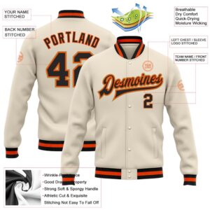 Custom Cream Black Orange Old Gold Bomber Full Snap Baseball Jacket Custom Team Jacket 2 vyatk8.jpg