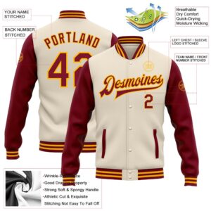 Custom Cream Crimson Gold Bomber Full Snap Varsity Baseball Jacket Custom Team Jacket 2 s0ve1d.jpg