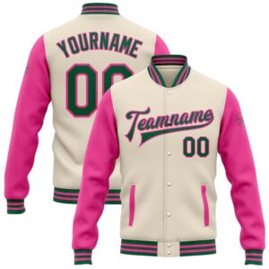 Custom Cream Kelly Green Pink Bomber Full&hellip;