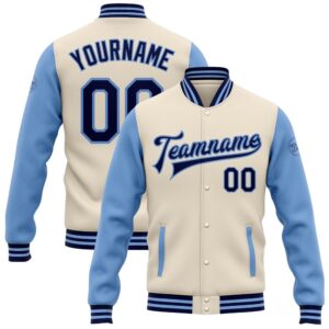 Custom Cream Navy Light Blue Bomber Full&hellip;