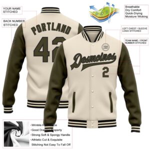 Custom Cream Olive Black Bomber Full Snap&hellip;