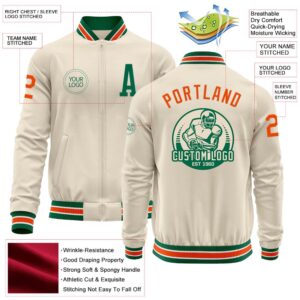 Custom Cream Orange Kelly Green White Bomber&hellip;