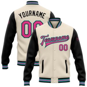 Custom Cream Pink Black Aqua Bomber Full&hellip;