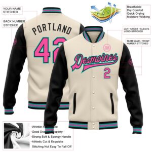 Custom Cream Pink Black Aqua Bomber Full&hellip;