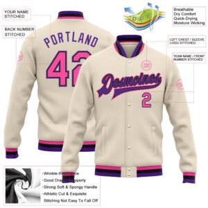 Custom Cream Pink Black Purple Bomber Full&hellip;