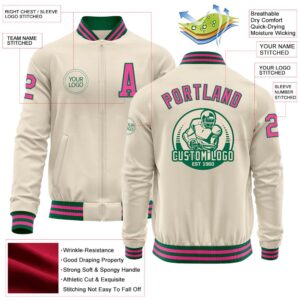 Custom Cream Pink Kelly Green Bomber Varsity Baseball Jacket Custom Team Jacket 2 zm9dqs.jpg