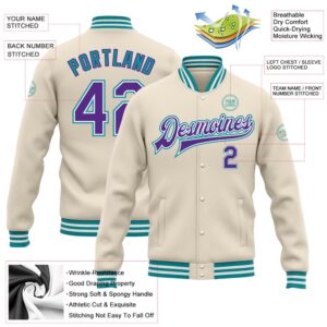 Custom Cream Purple Teal Bomber Full Snap Baseball Jacket Custom Team Jacket 2 u3jmeu.jpg