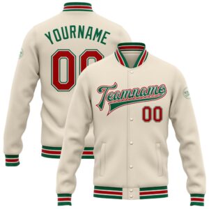 Custom Cream Red Kelly Green Bomber Full&hellip;