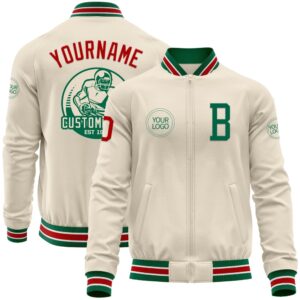 Custom Cream Red Kelly Green White Bomber&hellip;