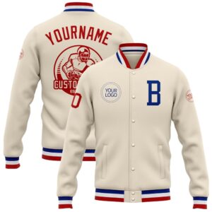 Custom Cream Royal Red Bomber Full Snap&hellip;
