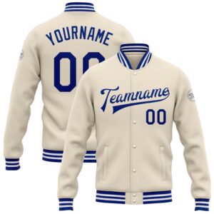 Custom Cream Royal White Bomber Full Snap&hellip;