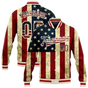 Custom Cream Vintage USA Flag Red American&hellip;