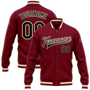 Custom Crimson Black Cream Maroon Bomber Full&hellip;