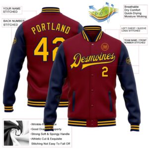 Custom Crimson Gold Navy Bomber Full Snap Varsity Baseball Jacket Custom Team Jacket 2 qn5vto.jpg