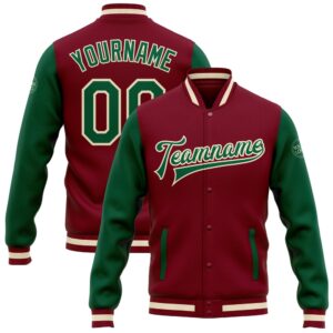 Custom Crimson Kelly Green Cream Bomber Full&hellip;