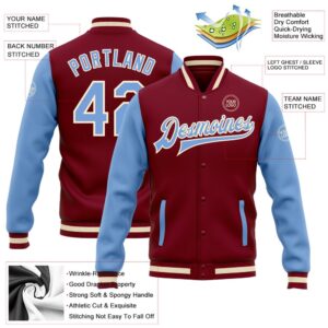 Custom Crimson Light Blue Cream Bomber Full Snap Varsity Baseball Jacket Custom Team Jacket 2 xxzdmx.jpg