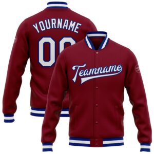 Custom Crimson White Royal Bomber Full Snap&hellip;