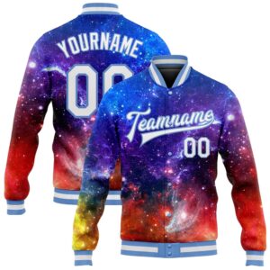 Custom Galactic White Light Blue 3D Bomber&hellip;