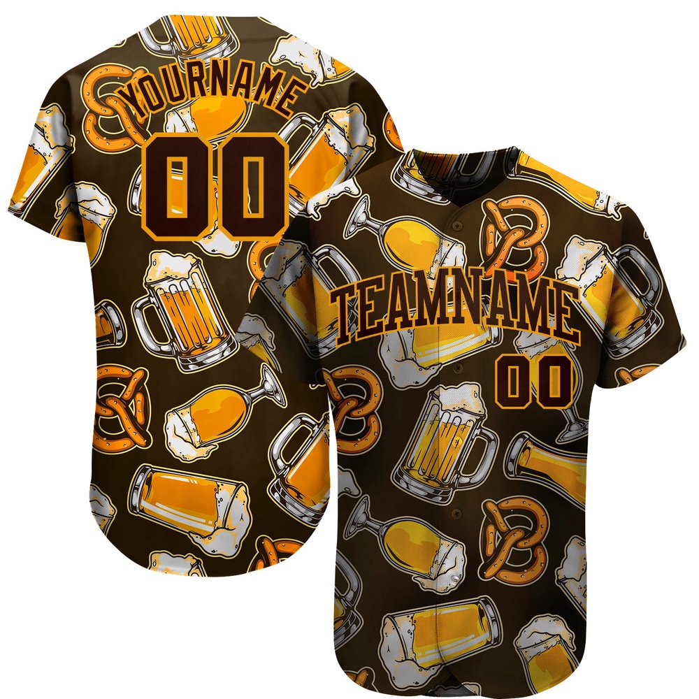 3D Pattern Design Beer Authentic Baseball Jersey, Custom Baseball Jersey, Personalized Sport Jersey
