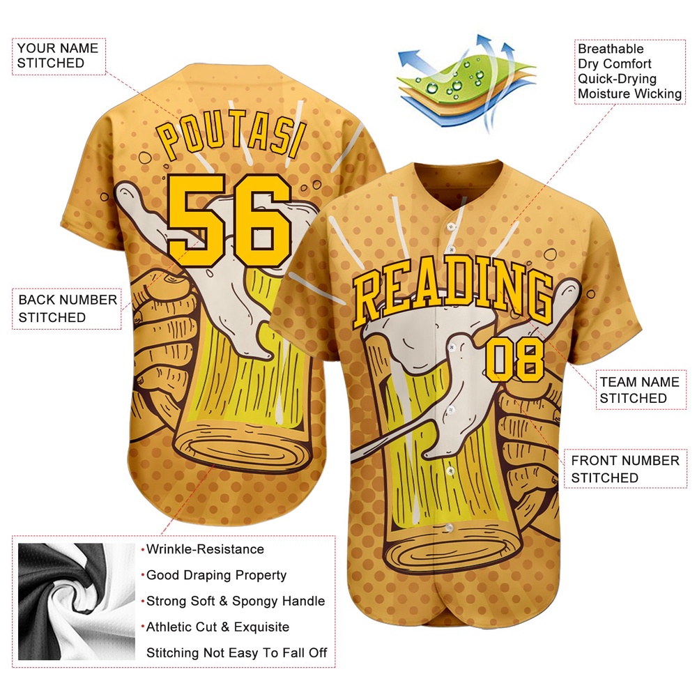 3D Pattern Design Let’s Drink Authentic Baseball Jersey, Custom Baseball Jersey, Personalized Sport Jersey