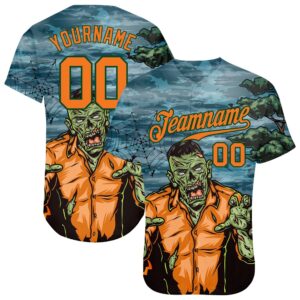 3D Pattern Halloween Trick Treat Horror Night Authentic Baseball Jersey, Custom Baseball Jersey, Personalized Sport Jersey