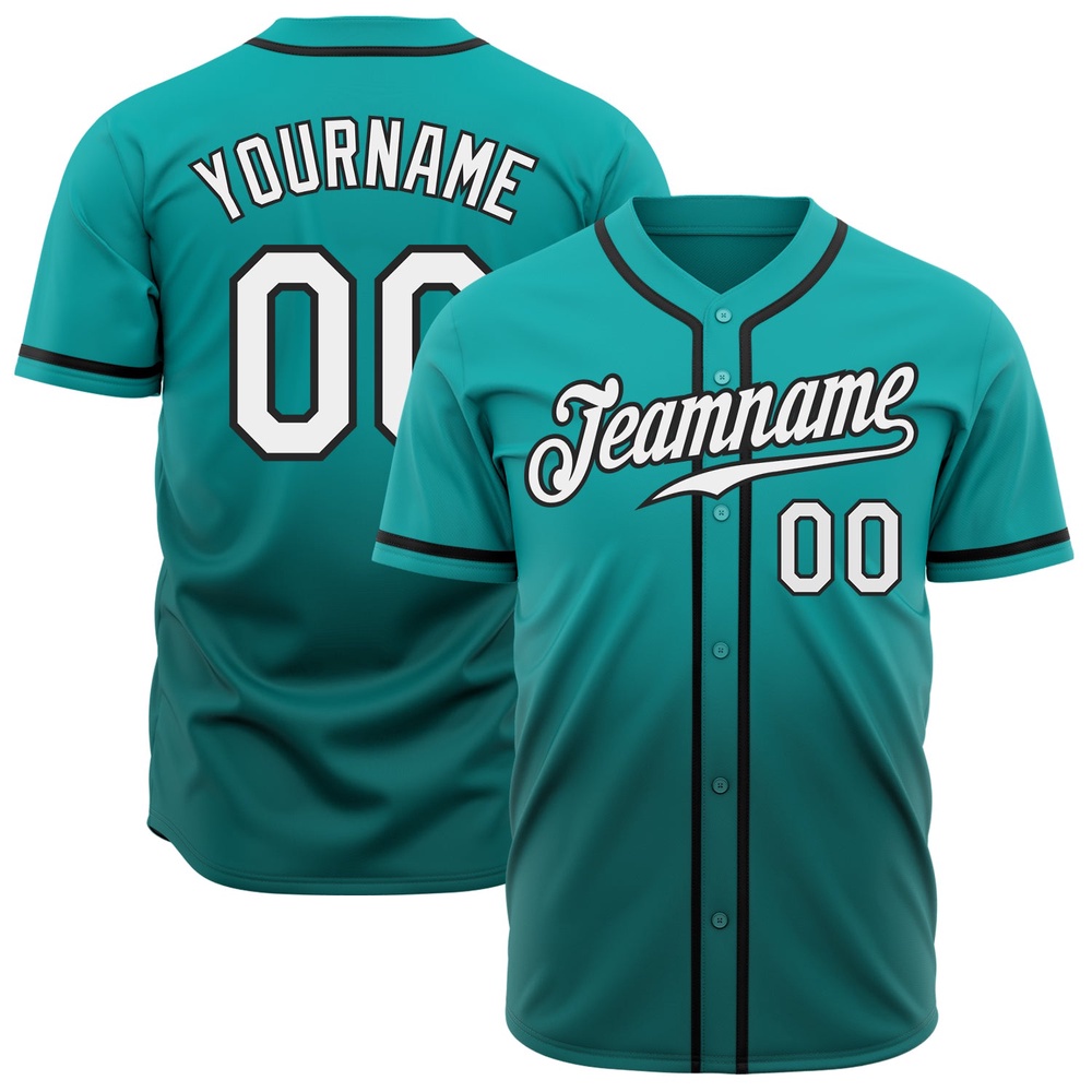 Aqua White-Teal Authentic Fade Fashion Baseball Jersey, Custom Baseball Jersey, Personalized Sport Jersey